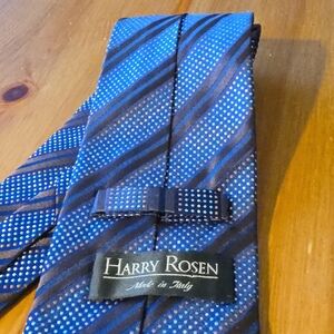 Harry Rosen Blue and Brown Striped Men's Tie